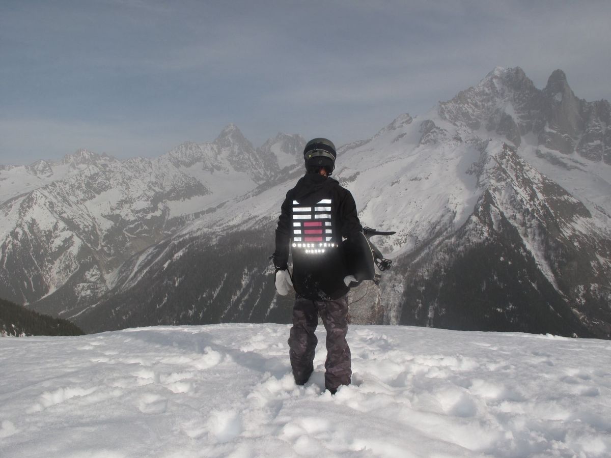 A rider looking out over the Mont Blanc massif